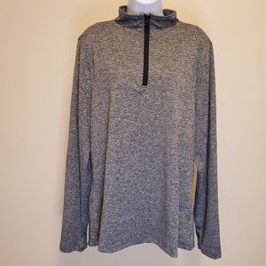 LIDA Collection Half Zip Long Sleeve Pullover Top Gray with Thumb Holes - (L/XL)